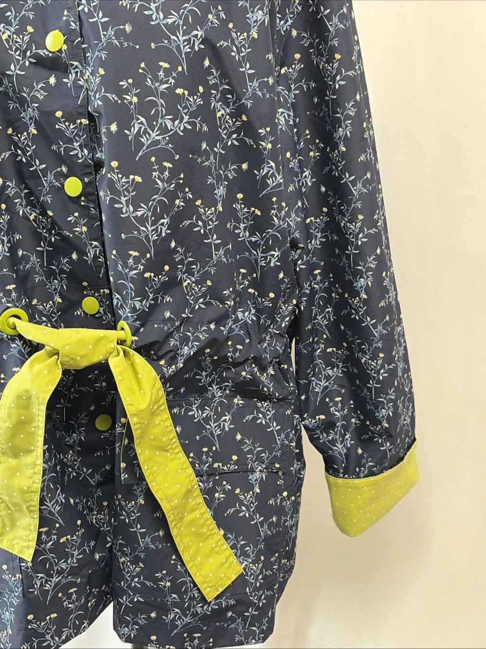 Matilda Jane Raincoat Jacket Womens XXL Brighten the Day Floral Dot Contrast